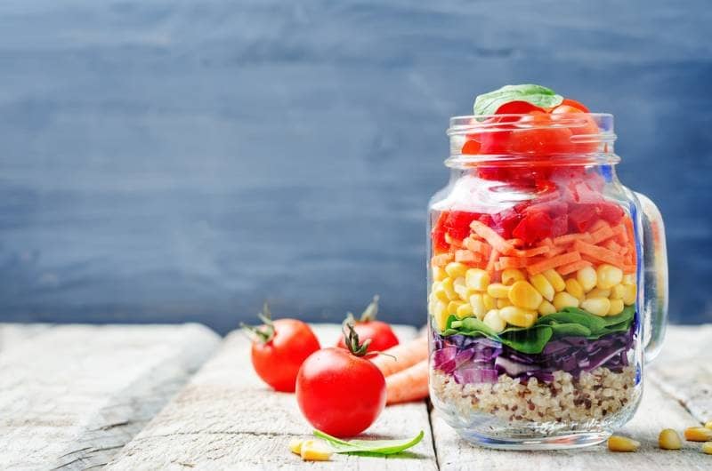 Vegan Rainbow Salad in a Jar