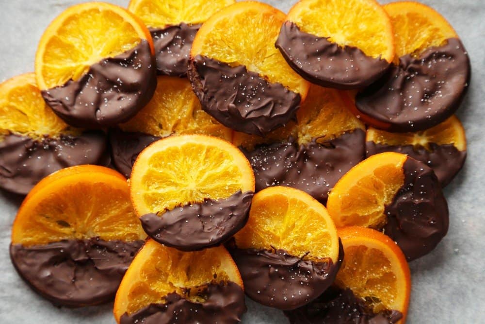 Vegan Chocolate-dipped Candied Orange