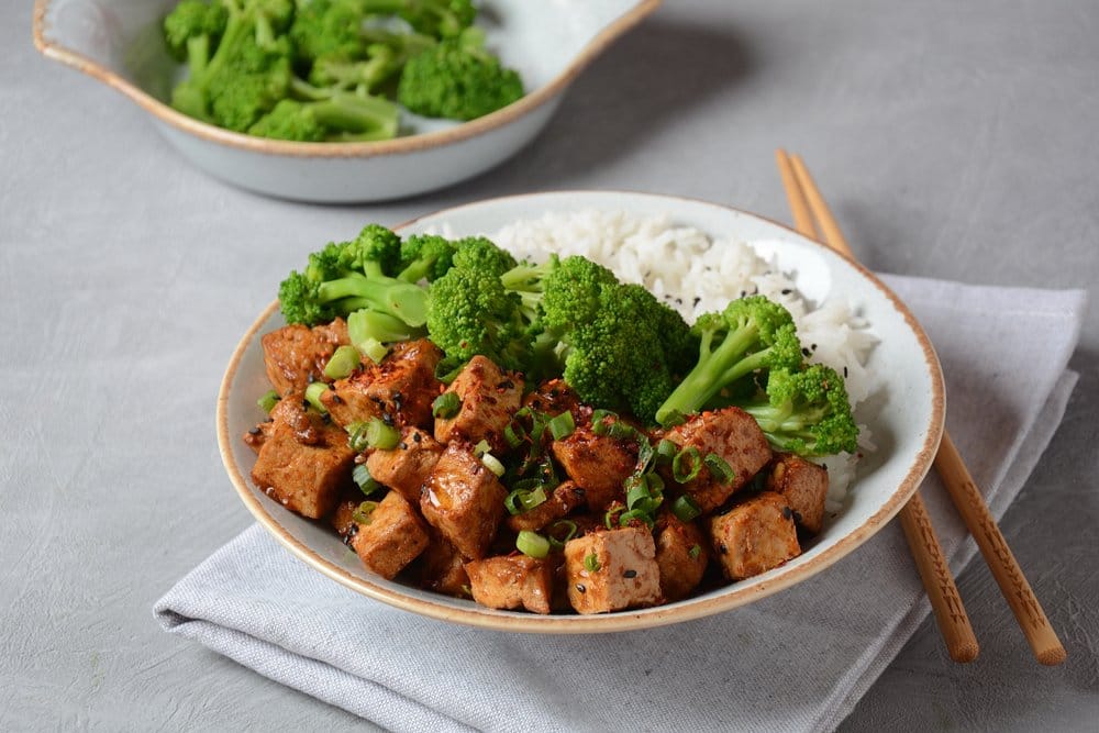 teriyaki tofu and broccoli