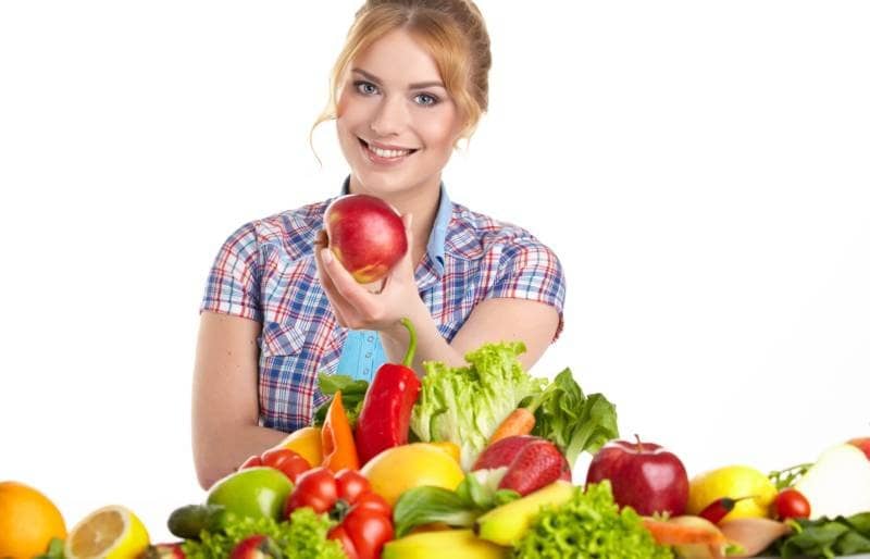 Woman who loves fruits and vegetables