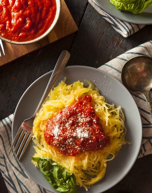 Vegan Spaghetti Squash with Marinara Sauce