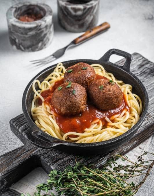 Mom’s Vegan Spaghetti and “Meatballs”