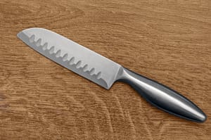 santoku knife on a table