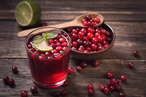 Cranberry fruits and juice
