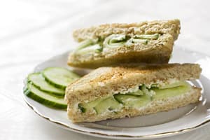 Traditional British cucumber sandwich for afternoon tea