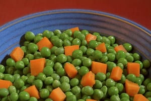 Peas and carrot cubes