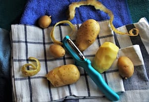 Let's begin by peeling our potatoes!