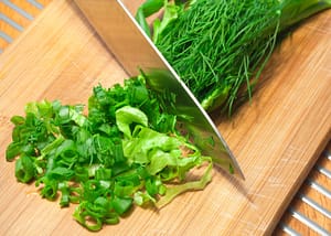 Cutting veggie herbs