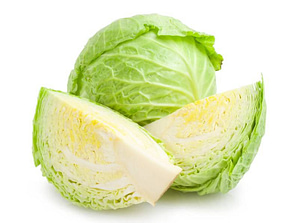 Cabbages, halved and whole