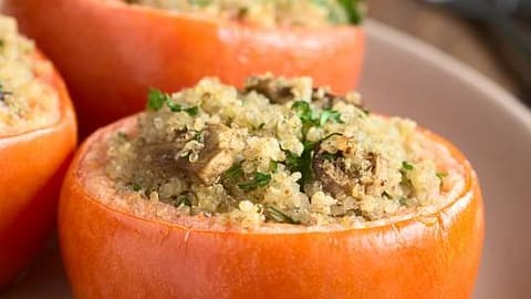 Baked Tomato with Quinoa and Mushroom