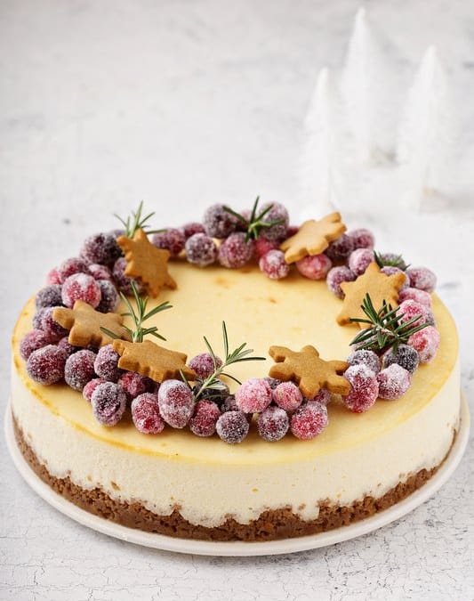 Cranberry Gingerbread Cheesecake (No Bake)