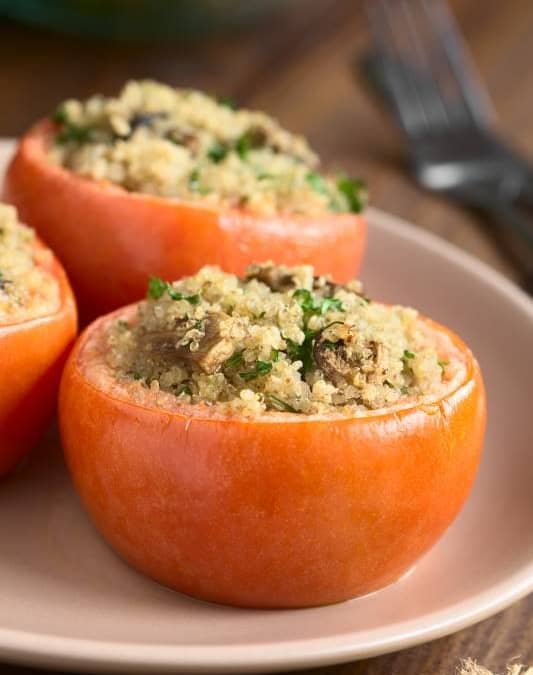 Baked Tomato with Quinoa and Mushroom