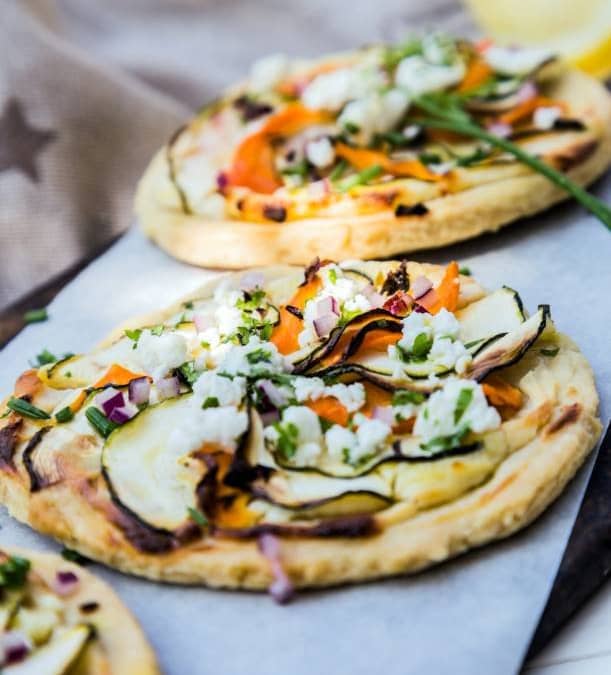 Grilled Peaches-Basil with Vegan Goat Cheese