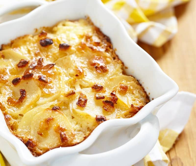 Scalloped Potatoes with Vegan Sausage
