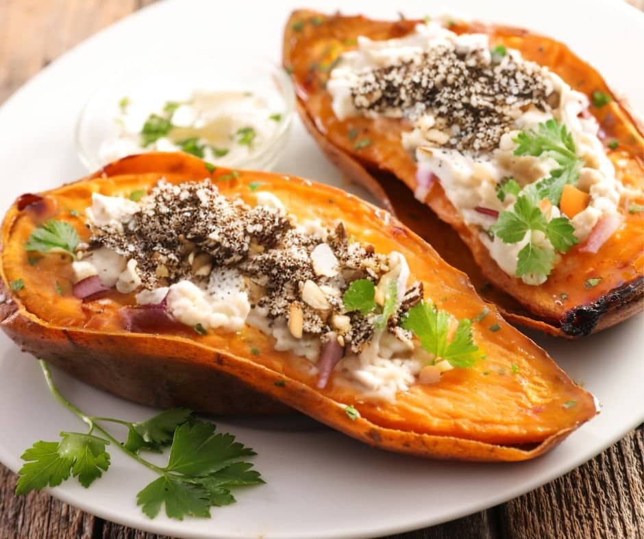 Vegan on a Budget7-ingredient Breakfast Baked Sweet Potato Image 1