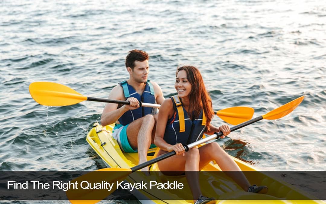 Happy couple in vest kayaking