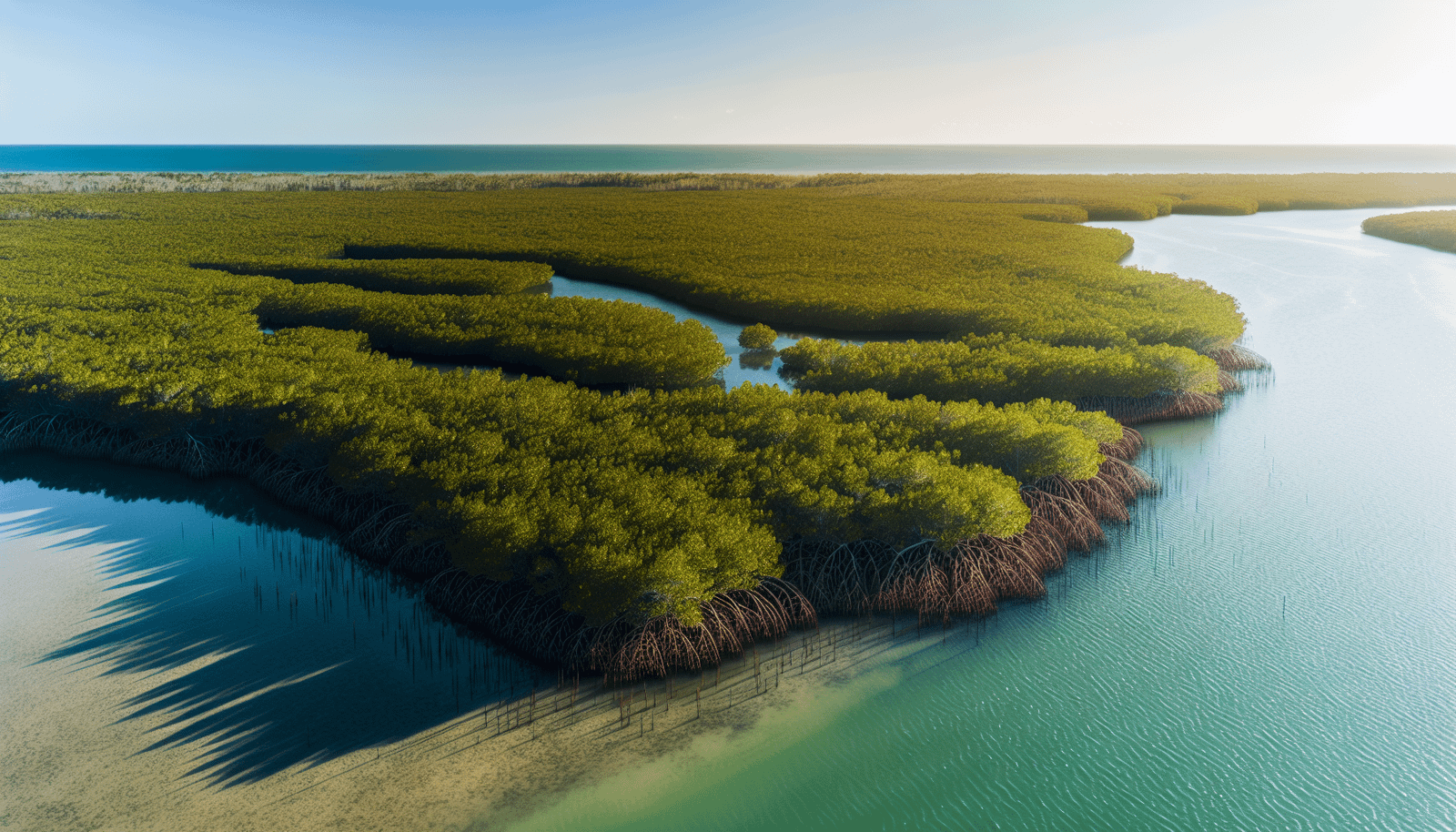 Aerial view of mangrove forests in the Florida Keys