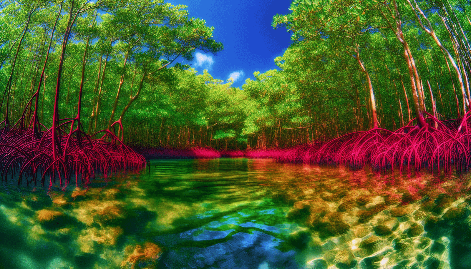 Red mangrove roots in Florida mangroves