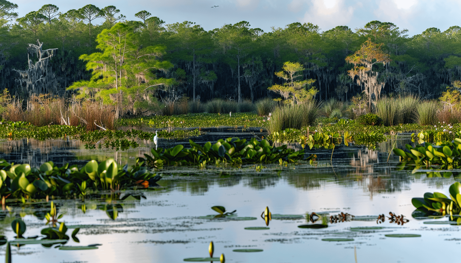 Florida wetland with various plant species